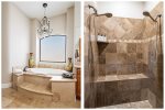 Large soaking tub and walk in shower